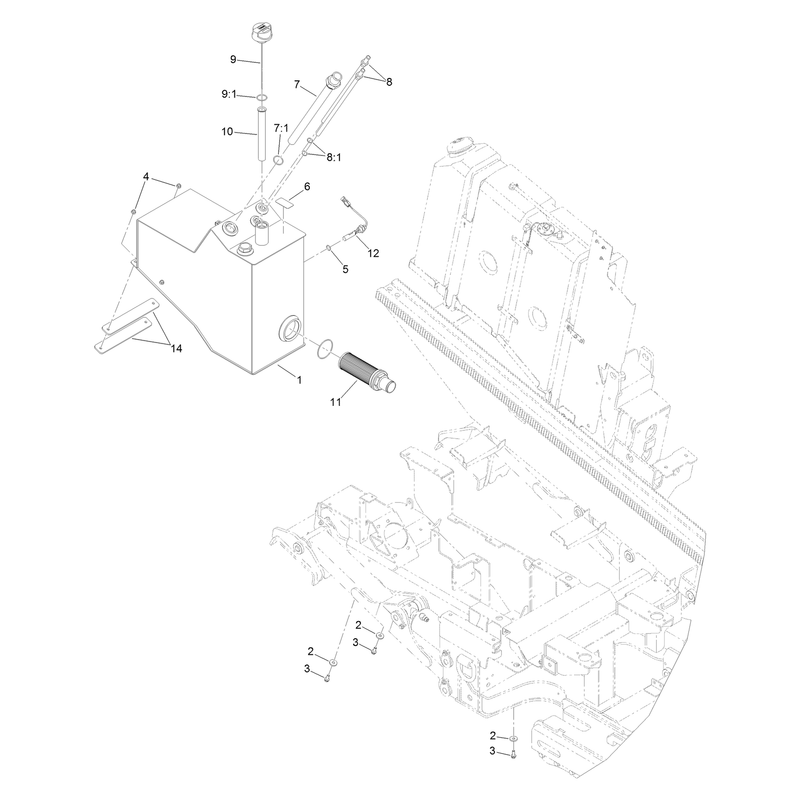Hydraulic Fuel Tank and Fitting Assembly