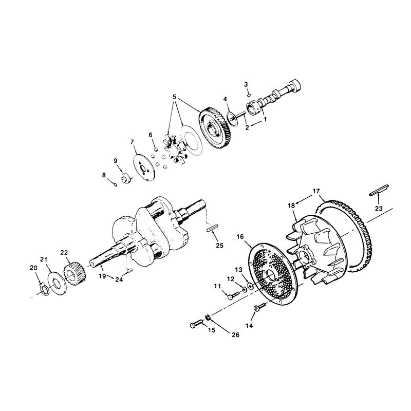 Crankshaft Camshaft and Flywheel