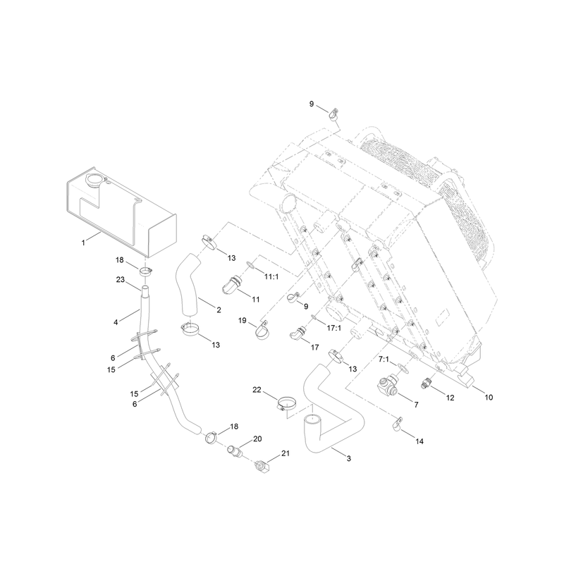 Coolant Recovery Tank and Plumbing Assembly