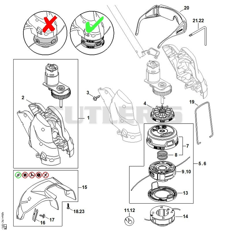 Electric motor, Cutting head from Serial number 5xxxxxxxx