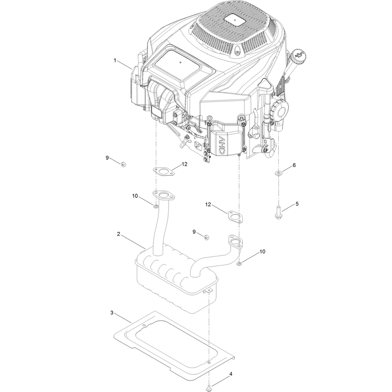 Engine and Muffler Assembly
