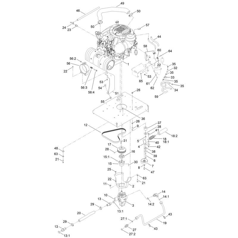 Engine and Mounting Bracket Assembly