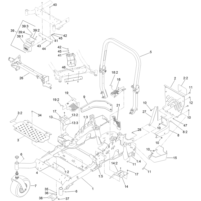 Frame, Caster and Z Stand Assembly