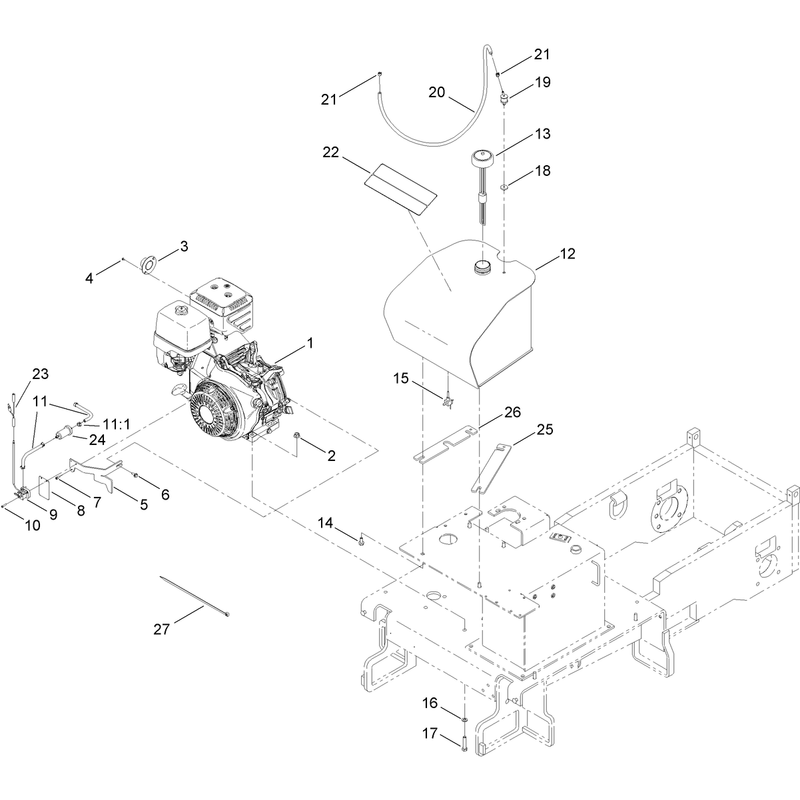Engine and Fuel Tank Assembly