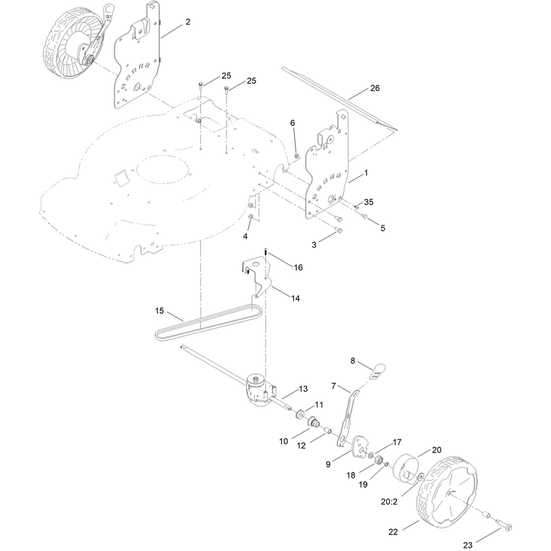 Rear Wheel and Height of Cut Assembly