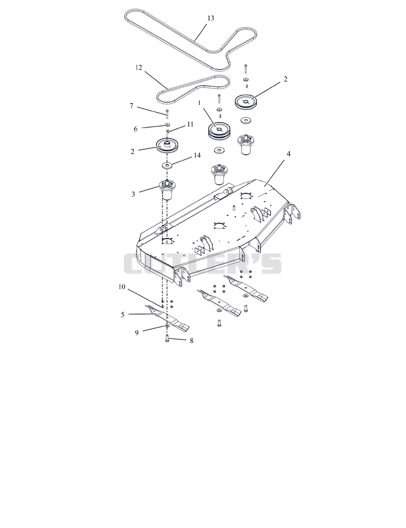 Deck, Belts, Blades and Spindles - 52" - RD