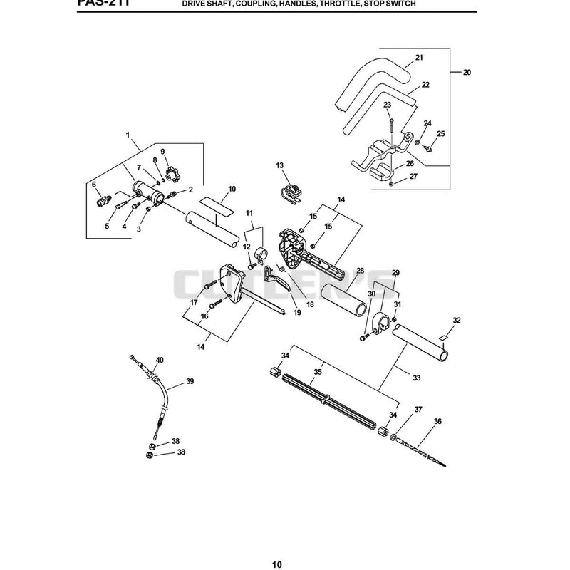 Drive Shaft, Coupling, Handles, Throttle, Stop Switch