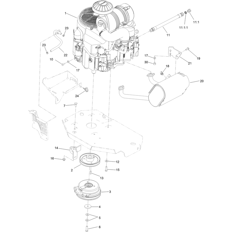 Engine, Muffler and Clutch Assembly