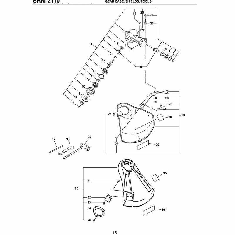 Srm-2110 Gear Case, Shields, Tools