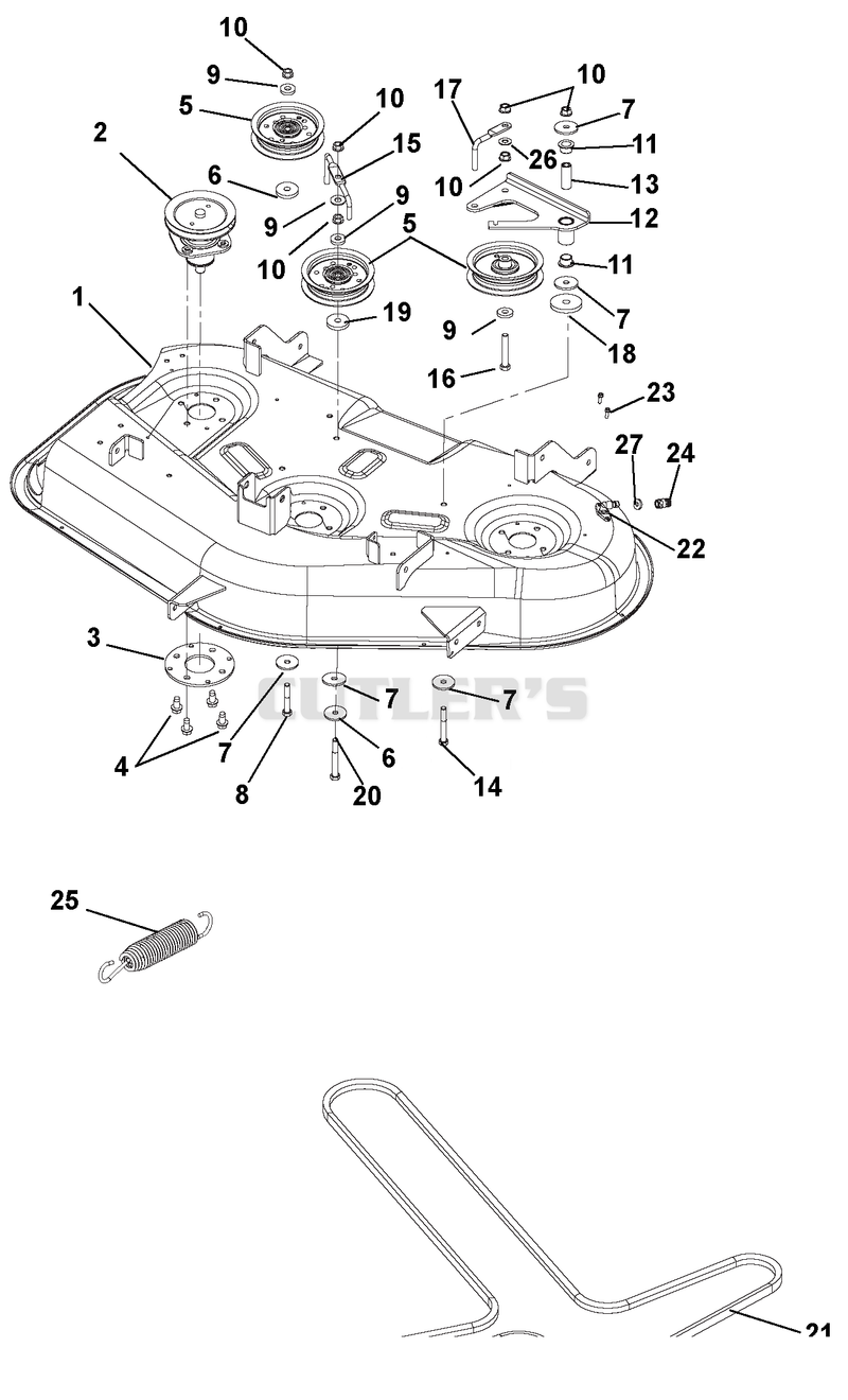 Mower Deck, Belt And Idlers