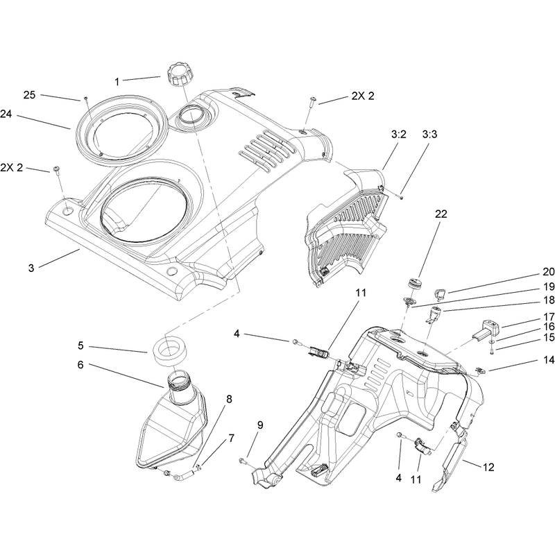 Shroud, Control Panel and Gas Tank Assembly