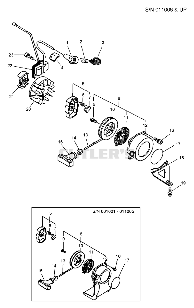 Clutch, Ignition, Starter S/N: 011006 & Up