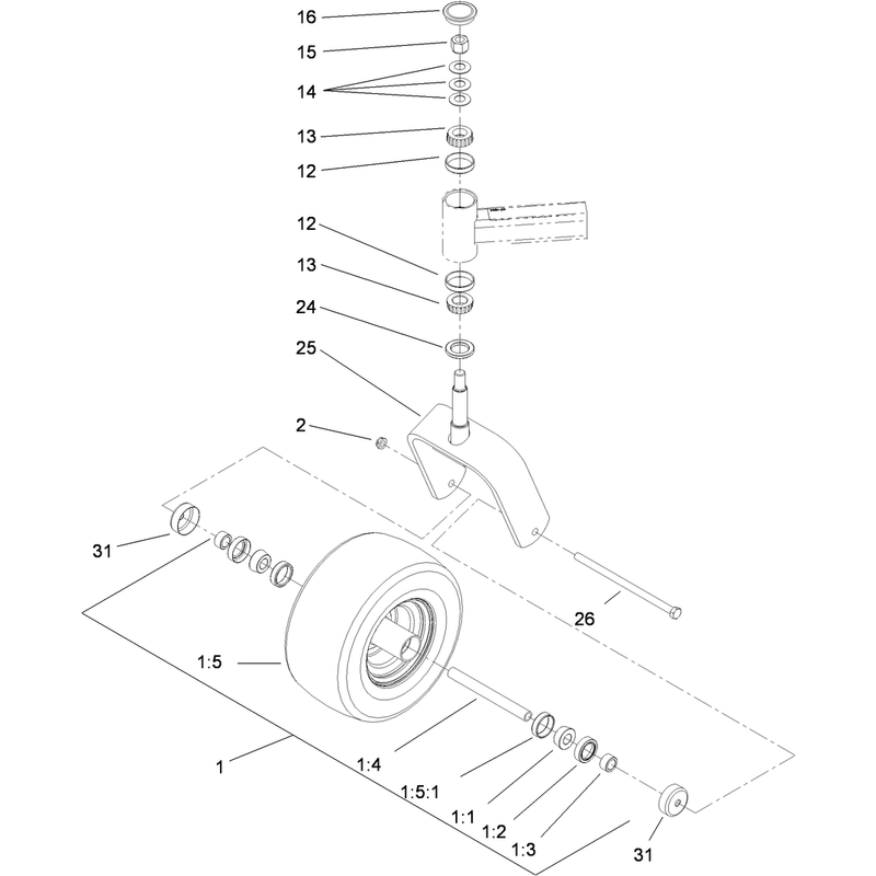 Fork and Caster Wheel Assembly