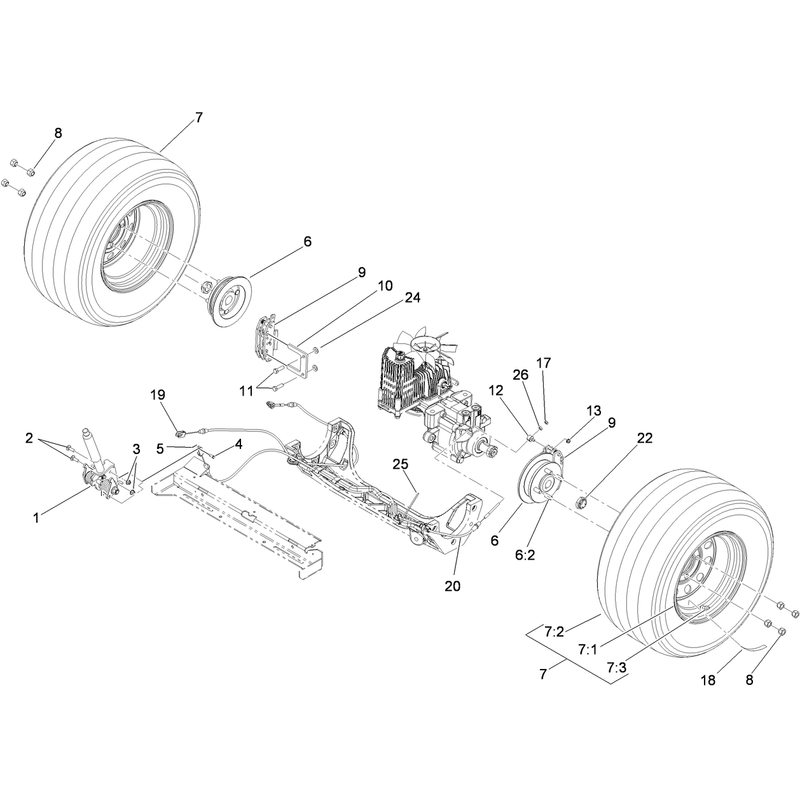 Rear Wheel and Park Brake Assembly