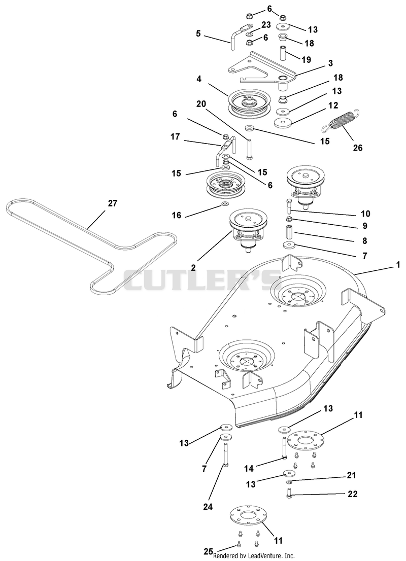 Mower Deck, Belt And Idlers