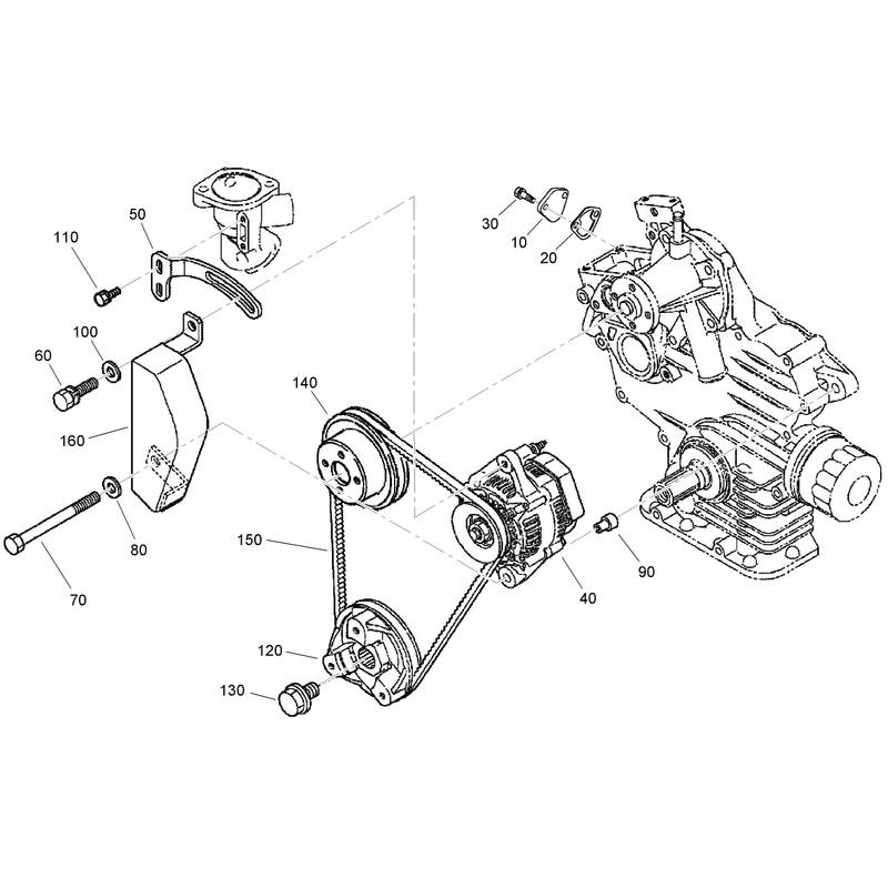 Fuel Cover Alternator and Pulley Assembly