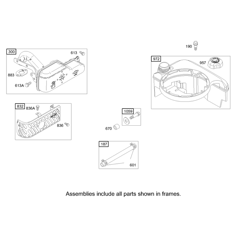 Muffler and Fuel Tank Assembly Briggs and Stratton Model 122607-0116-E1