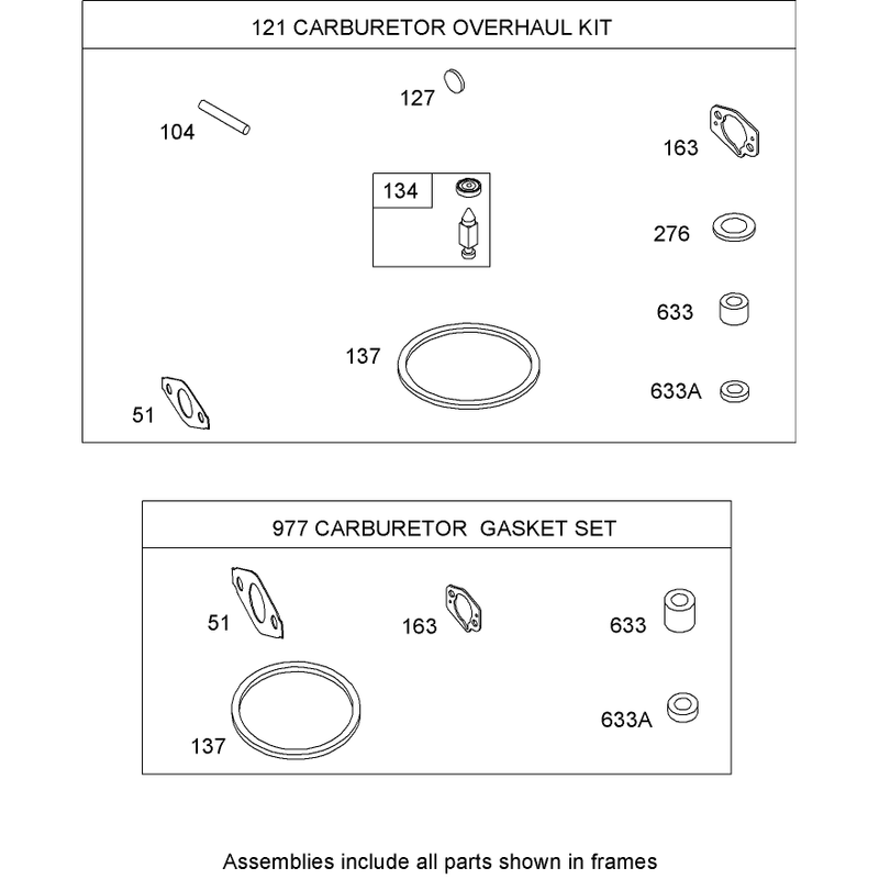 Carburetor Overhaul Kit Briggs and Stratton 126302-0210-B1