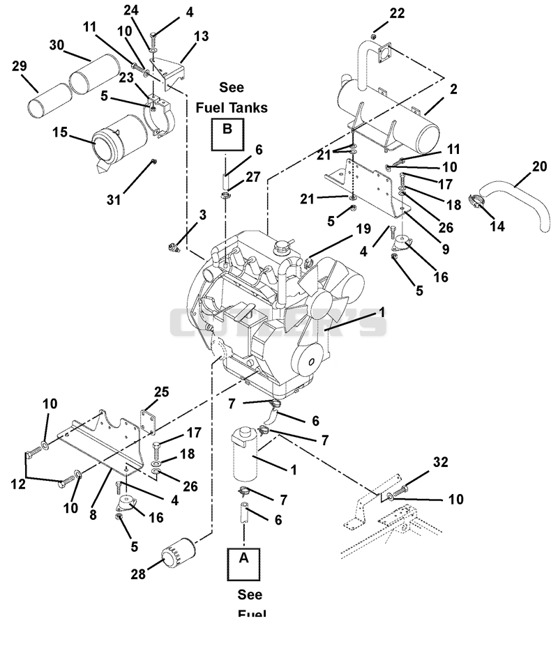 Engine, Muffler And Air Filter