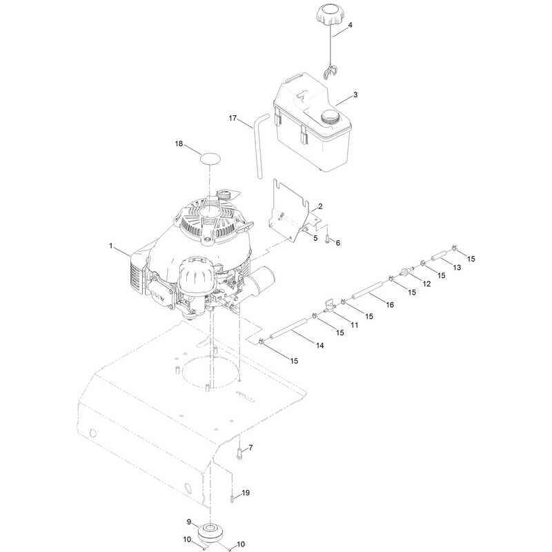 Engine and Fuel Tank Assembly