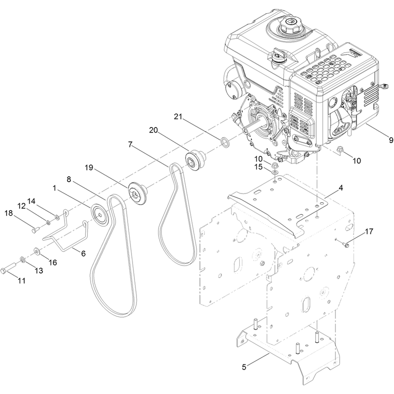 Engine and Pully Assembly
