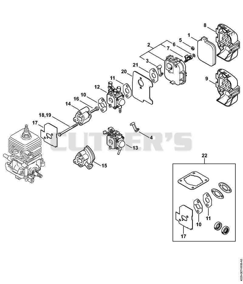 Carburetor, Air filter BG 45