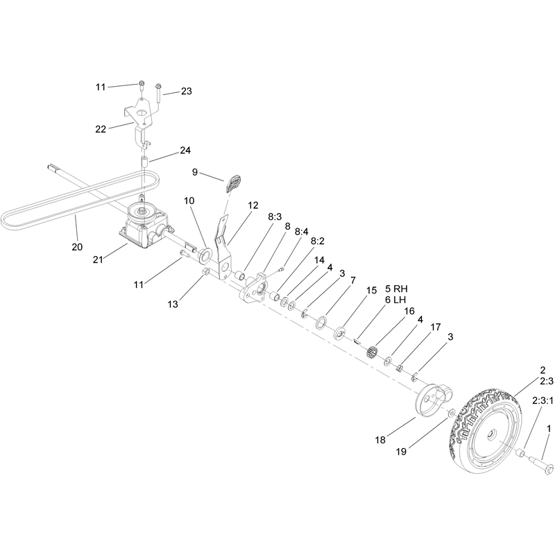 Rear Wheel and Gear Case Assembly