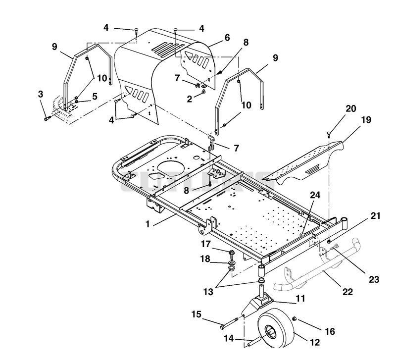 Frame, Hood, Footrest, Casters And Tires