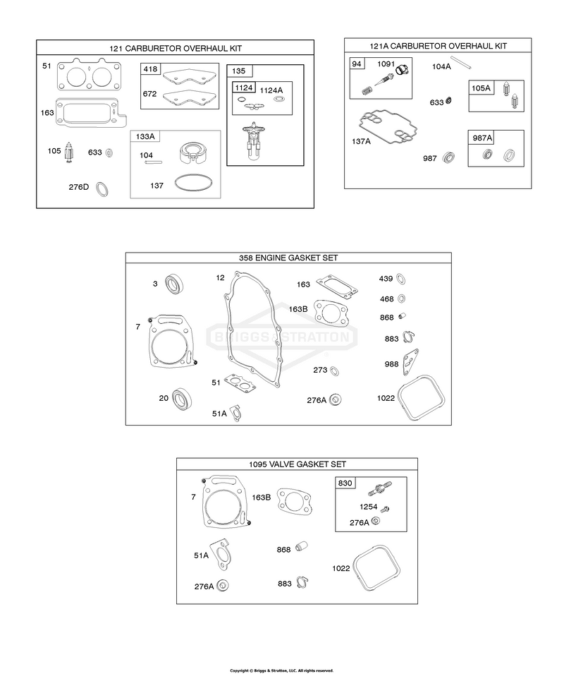 Carburetor Overhaul Kits, Engine/Valve Gasket Sets