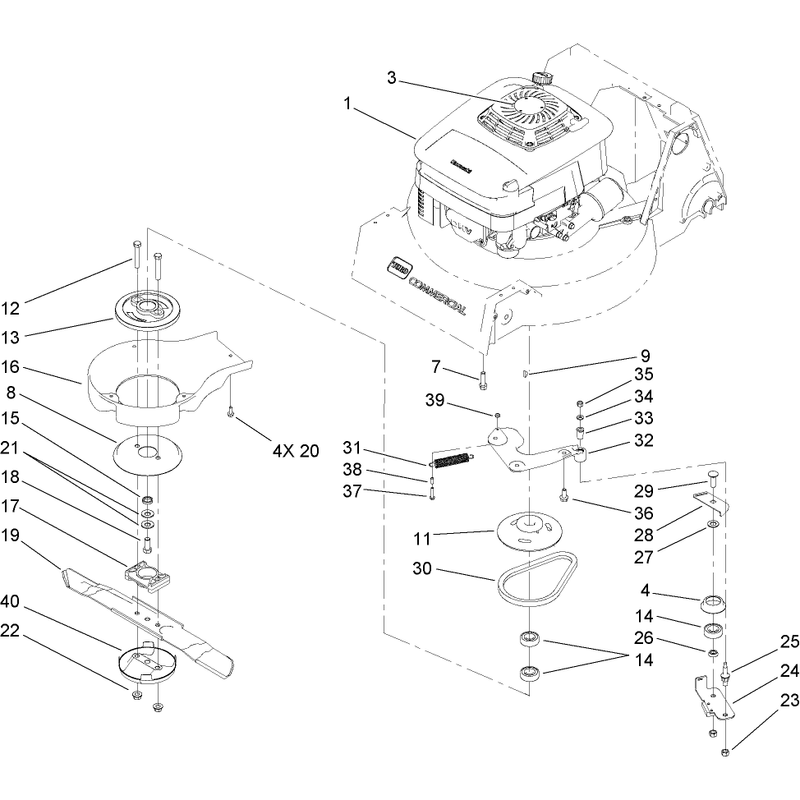 Engine and Blade Brake Clutch Assembly