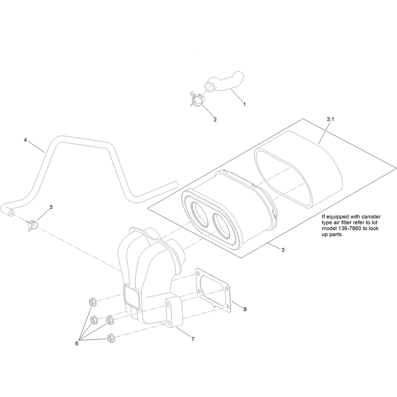 Air Intake and Filtration Assembly  with Non-Canister Style Air Filter