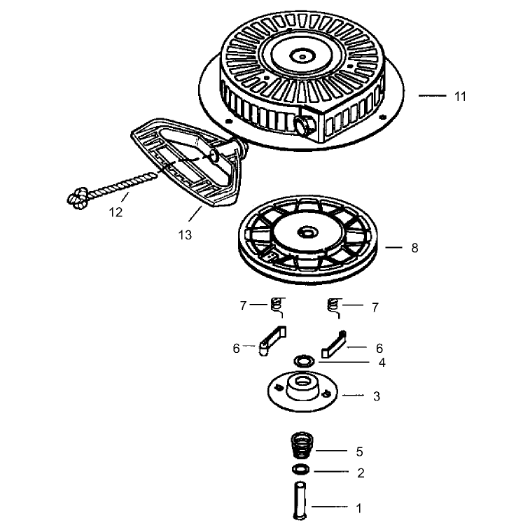 Rewind Starter Assembly No. 590733 (Optional)  Tecumseh HMSK-80 155723