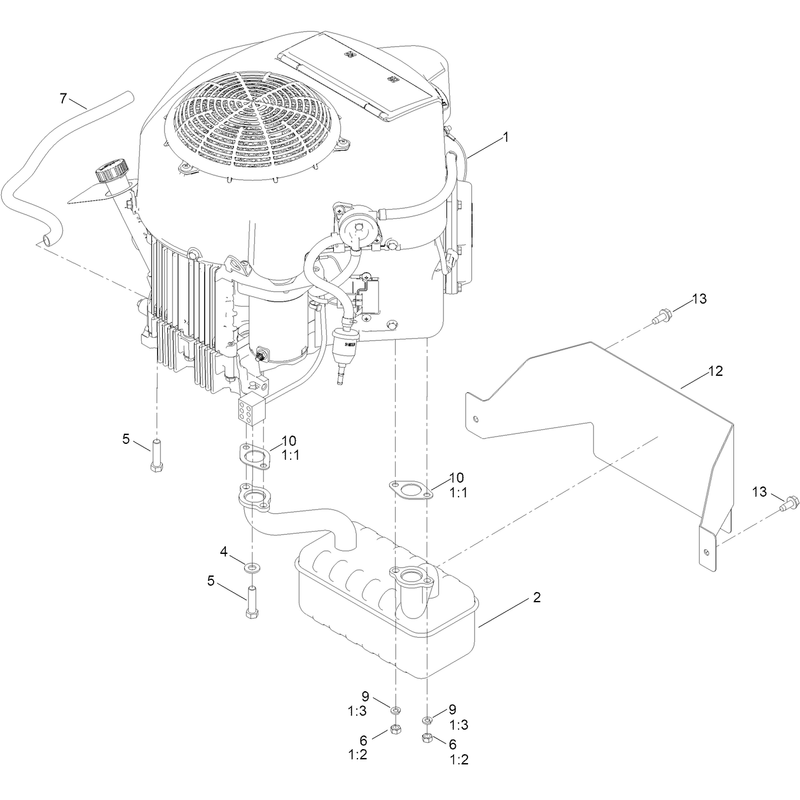 Engine and Muffler Assembly