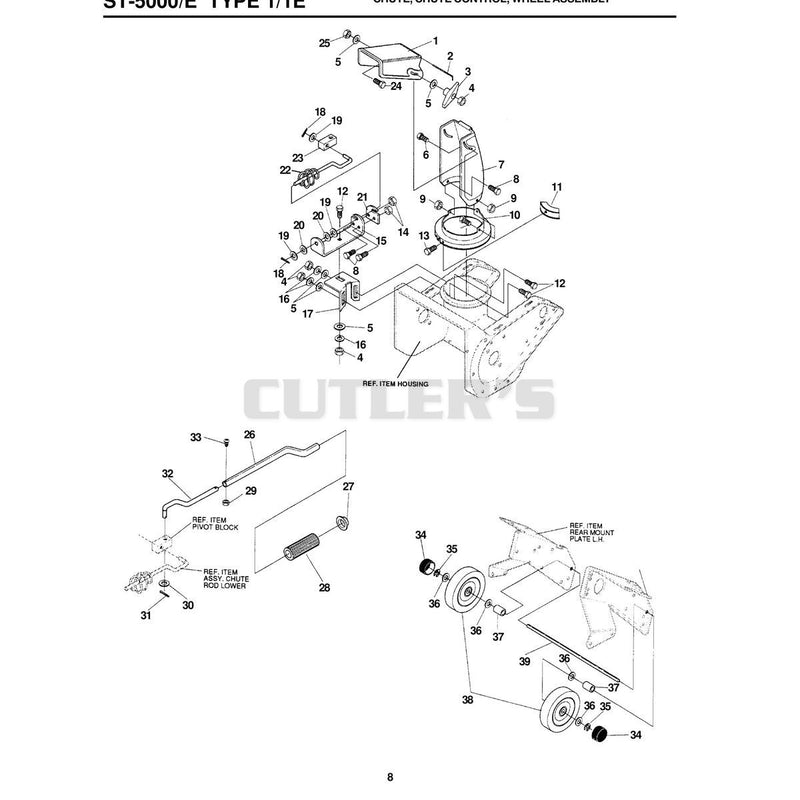 CHUTE, CHUTE CONTROL, WHEEL ASSEMBLY