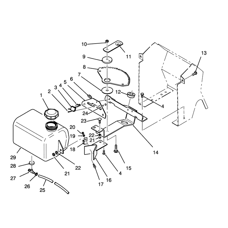 Fuel Tank and Steering Bracket Assembly