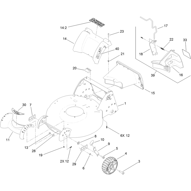 Deck Housing Front Wheel and Rear Door Assembly