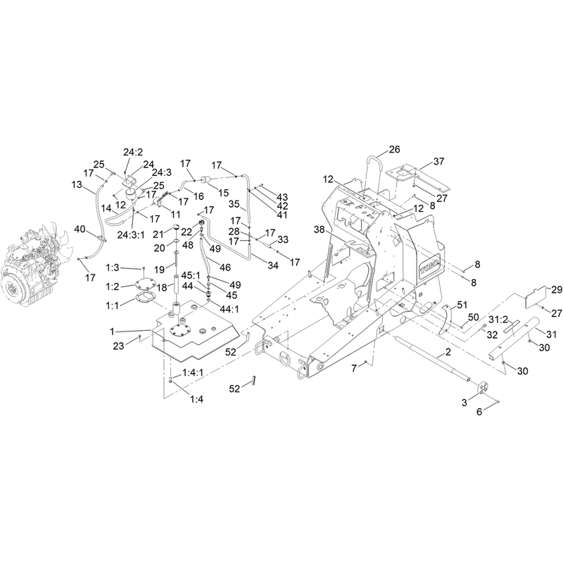 Hydraulic Tank and Track Shaft Assembly
