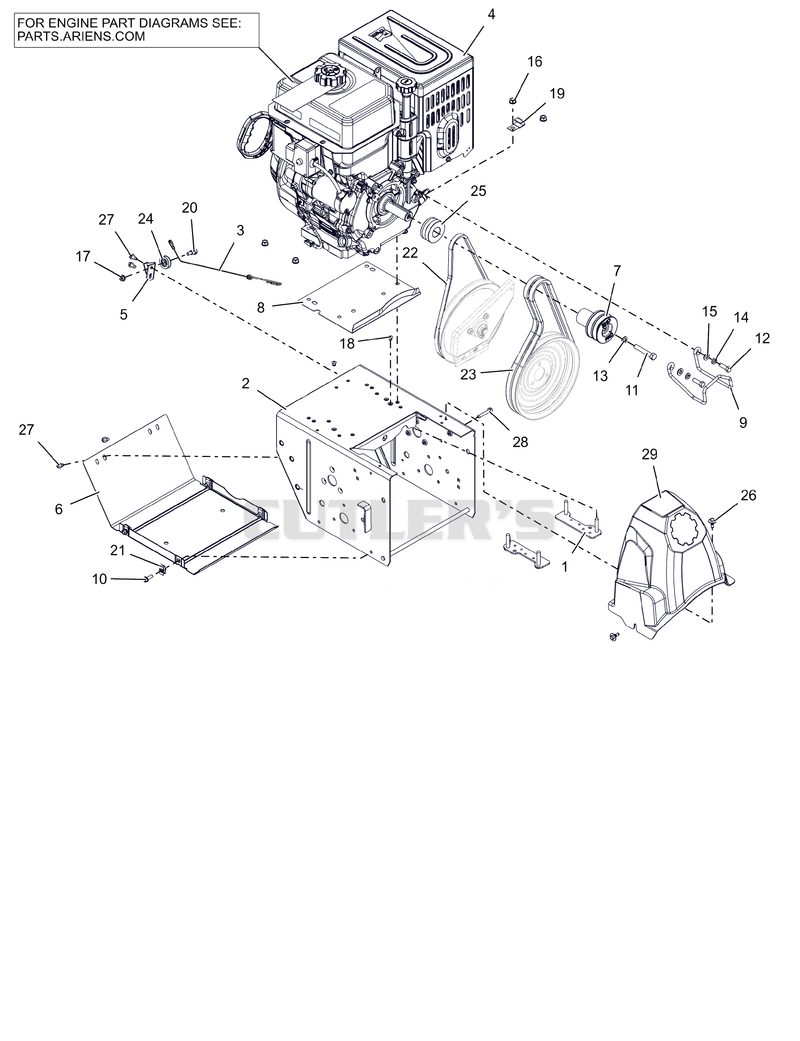 Engine, Frame and Belt Drive