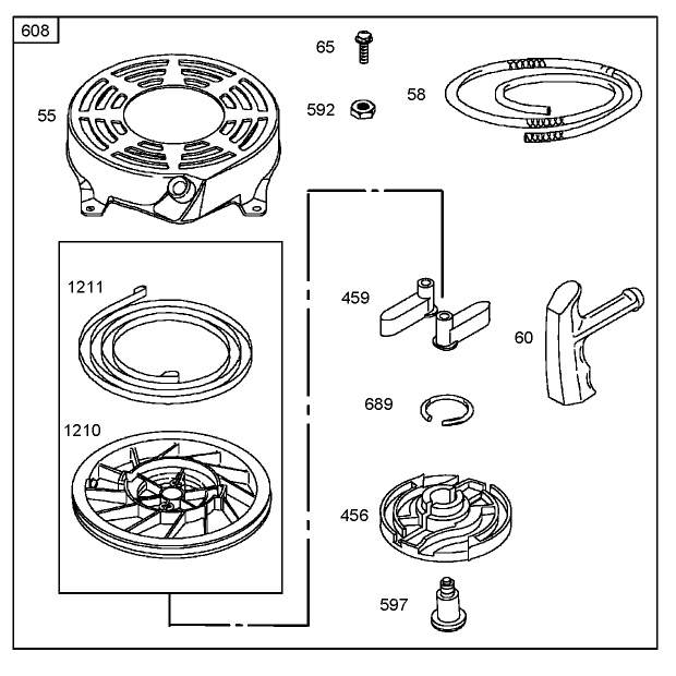 Starter Assembly Briggs and Stratton 125K05-0186-E1