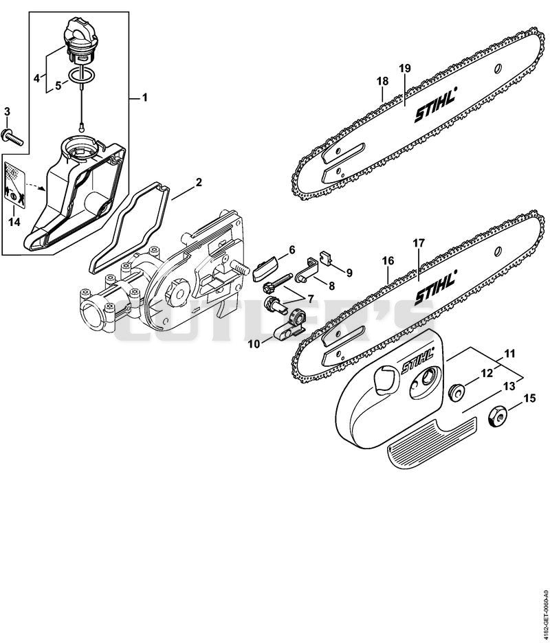Oil tank, Chain sprocket cover (38.2016)