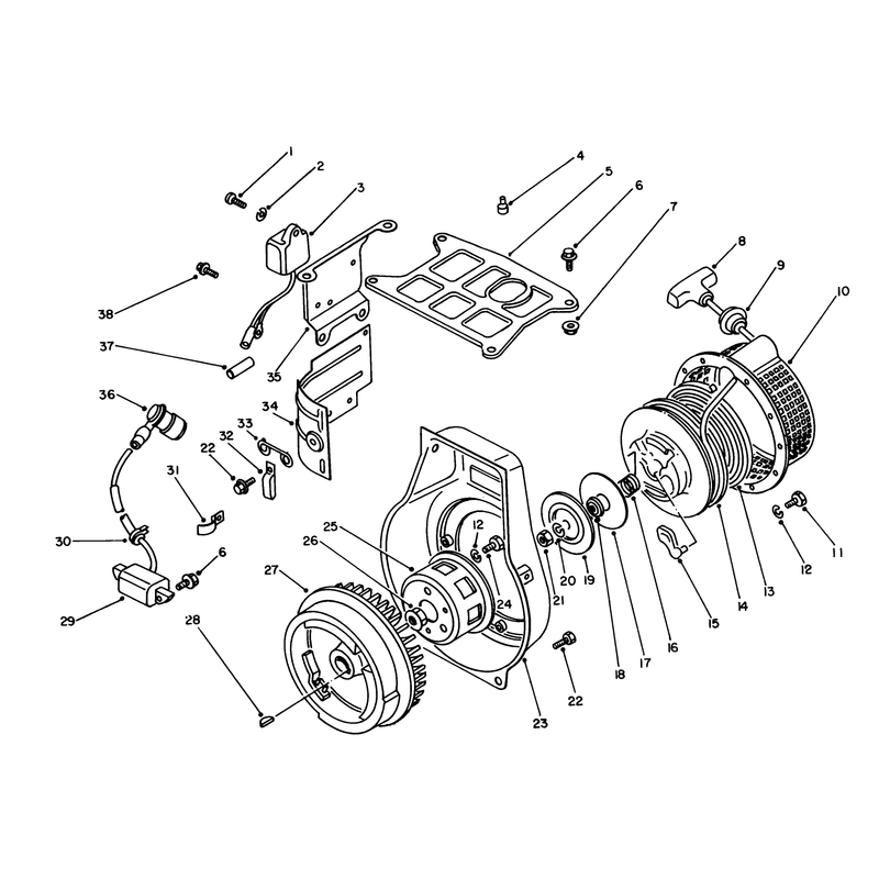 Rewind Starter and Magneto Assembly