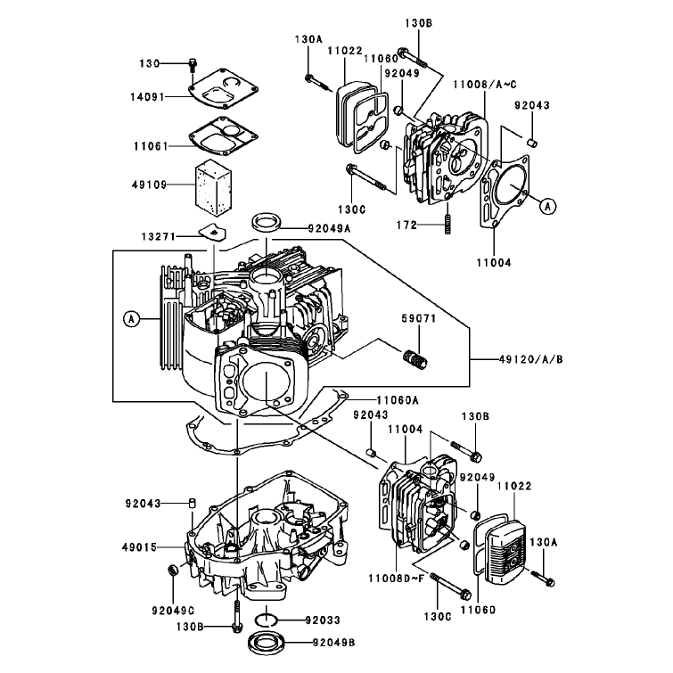 CylinderCrankcase Assembly Kawasaki FH451V-BS04