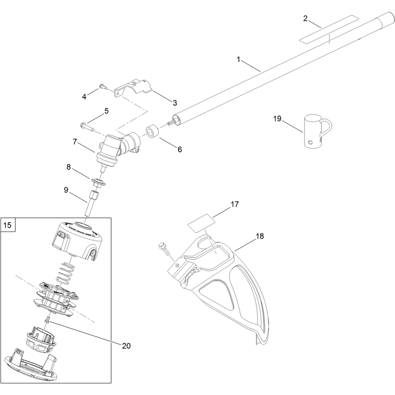 Trimmer Head, Straight Shaft and Guard Assembly