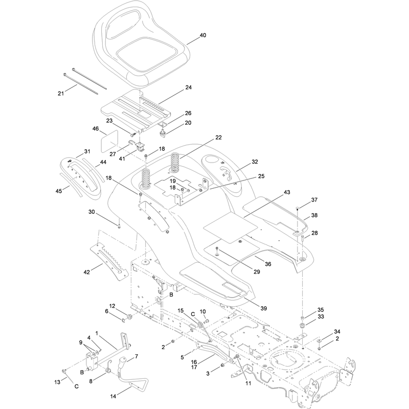 Seat, Fender and Deck Lift Assembly