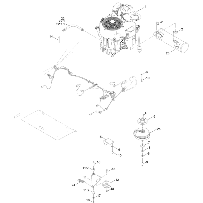 Engine, Clutch and Muffler Assembly