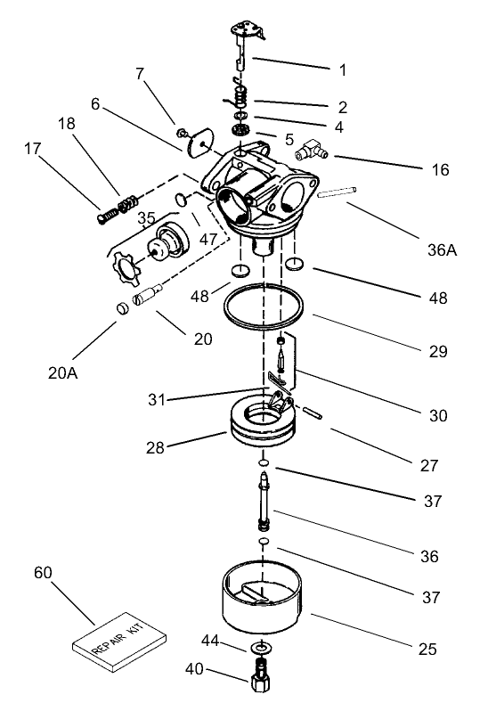 Carburetor Assembly No 640303 Tecumseh LV195EA 362003B