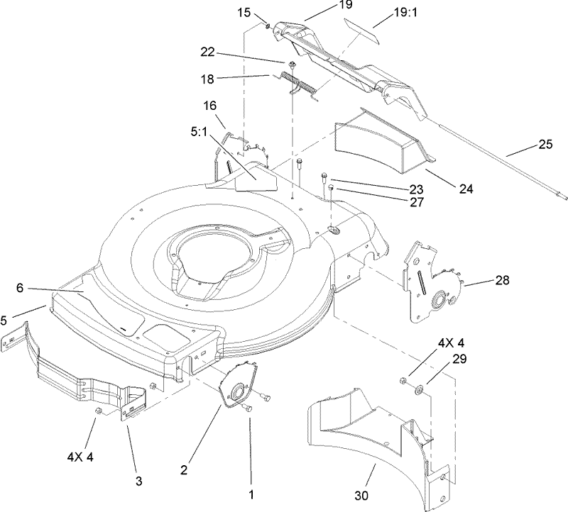 Deck Side Chute and Rear Door Assembly