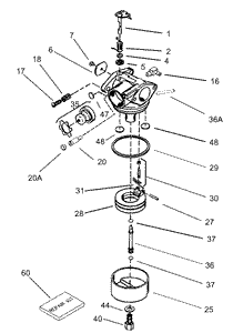 Carburetor Assembly No 640303 Tecumseh Model No LEV120-362003A