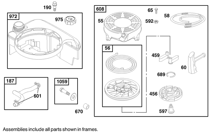 Fuel Tank and Starter Assembly Engine Briggs and Stratton Model 12h802 1767 E1