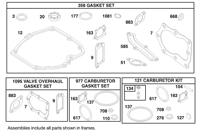 Gasket Assembly Engine Briggs and Stratton Model 12h802 1767 E1